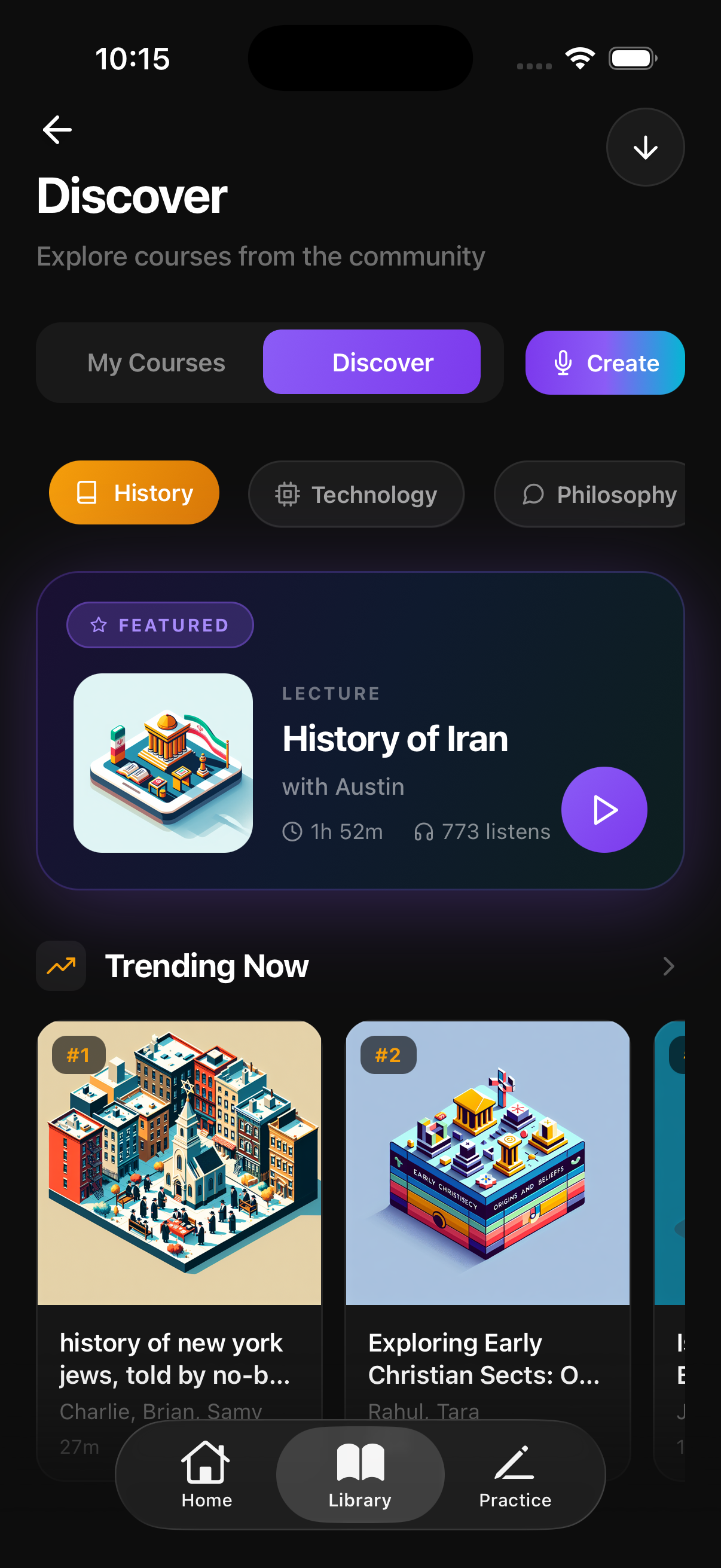 nemonic.ai app - Course library